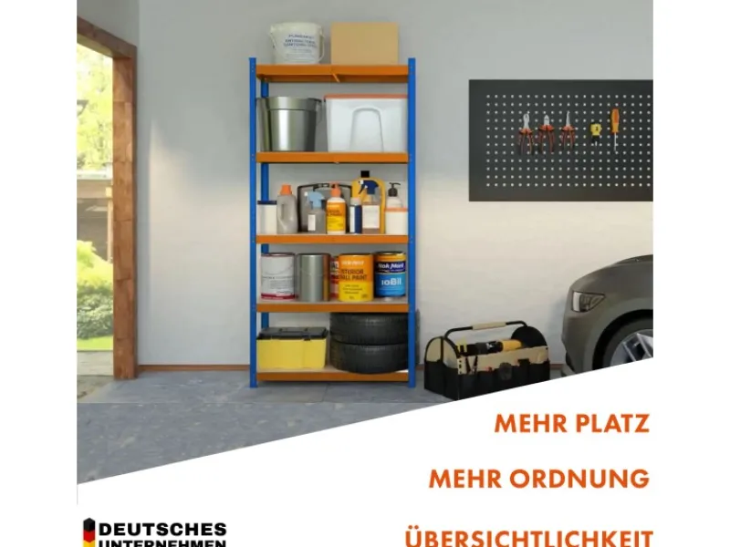 Karat Schwerlastregal Rhino bis 1050 kg Pulverbeschichtet 180 x 90 x 45 cm Blau-Orange