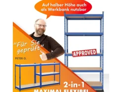 Discount Karat Schwerlastregal Rhino bis 1050 kg Pulverbeschichtet 180 x 90 x 45 cm Blau