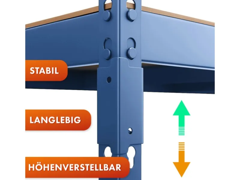 Discount Karat Schwerlastregal Rhino bis 1050 kg Pulverbeschichtet 180 x 90 x 45 cm Blau
