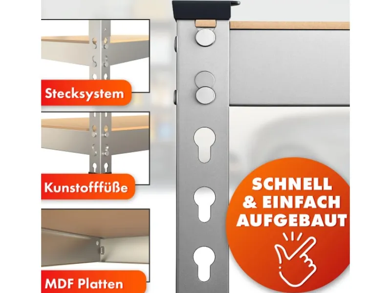 Karat Schwerlastregal Rhino bis 1050 kg Pulverbeschichtet 180 x 90 x 45 cm