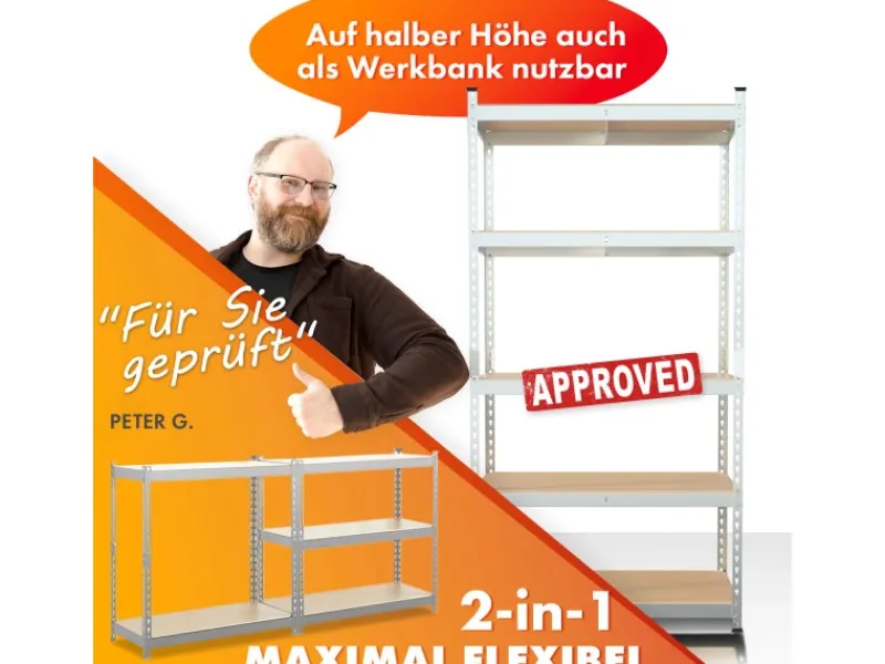 Karat Schwerlastregal Rhino bis 1050 kg Pulverbeschichtet 180 x 90 x 45 cm