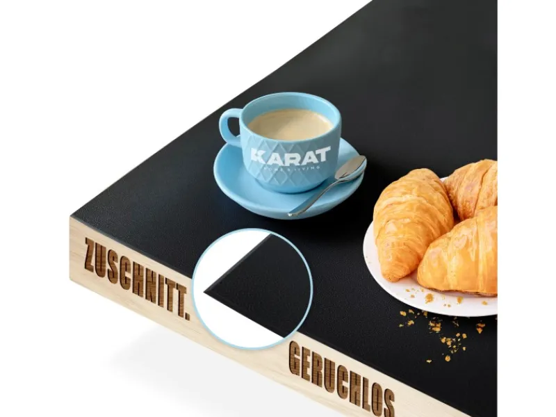 Karat Tischfolie Empire mit Abgeschrägter Kante Schwarz 90 x 200 cm