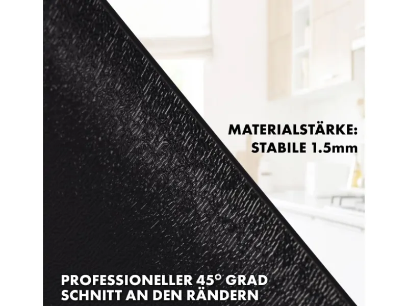 Karat Tischfolie Empire mit Abgeschrägter Kante Schwarz 90 x 170 cm