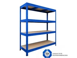 Outlet Karat Weitspannregal Schwerlastregal Blau Traglast 1200 kg 200 x 150 x 60 cm