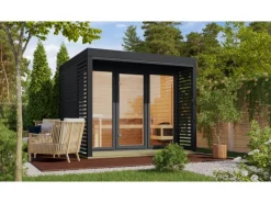 Karibu Saunahaus Seros 3 Anthrazit/Anthrazit