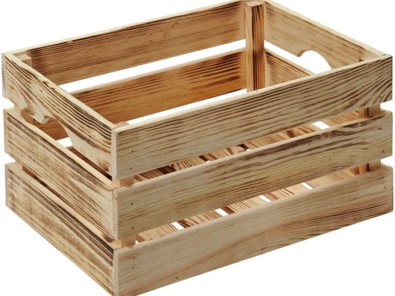 Kesper Holzkiste Kiefer geflammt 23 cm x 30 cm 40 cm 27 l