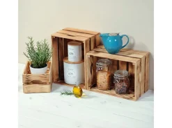 Kesper Holzkiste Kiefer geflammt 23 cm x 30 cm 40 cm 27 l