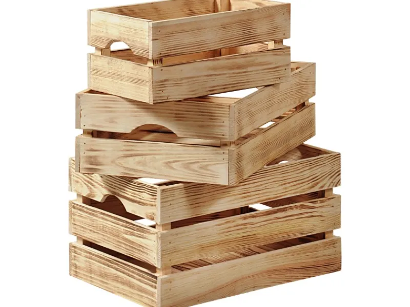 Kesper Holzkiste Kiefer geflammt 23 cm x 30 cm 40 cm 27 l