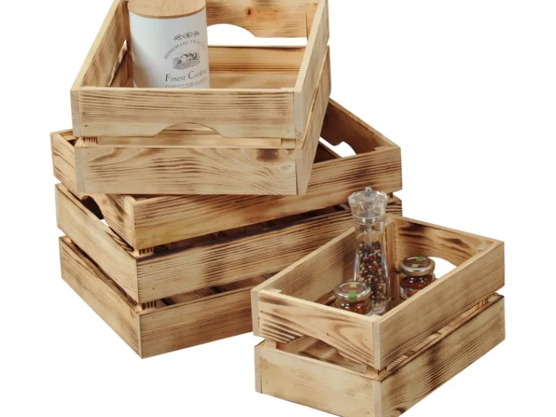 Kesper Holzkiste Kiefer geflammt 15 cm x 30 cm 40 cm 18 l