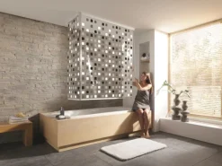 Kleine Wolke Eckduschrollo Grau 132+56 cm x 240 cm