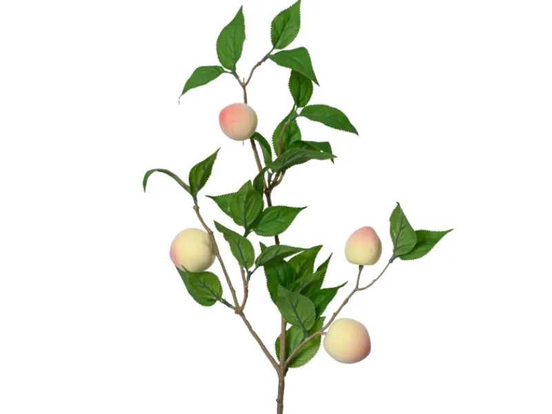 Clearance Künstlicher Pfirsichzweig mit Blätter Polyester 56 cm Orange-Grün
