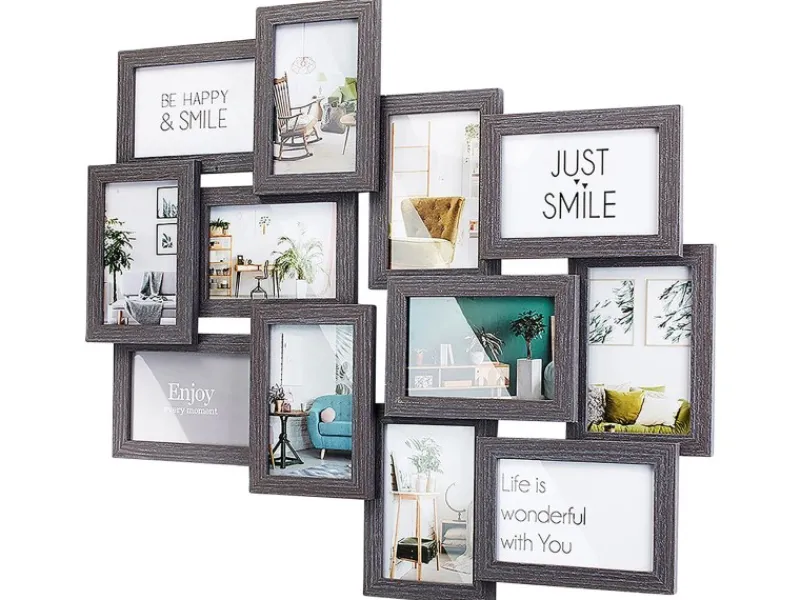 Kobolo Bilderrahmen Collage BIG GREY Holz Grau Antik 12 Bilder 54x61 cm