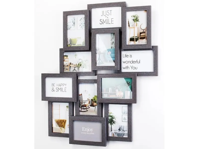 Kobolo Bilderrahmen Collage BIG GREY Holz Grau Antik 12 Bilder 54x61 cm