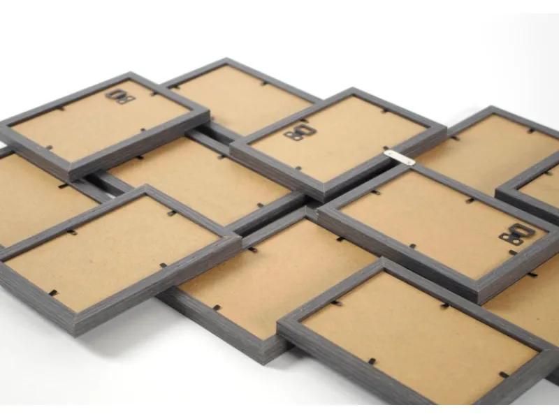 Kobolo Bilderrahmen Collage BIG GREY Holz Grau Antik 12 Bilder 54x61 cm