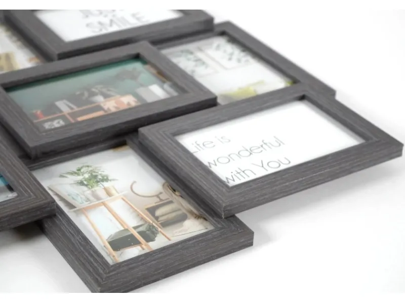 Kobolo Bilderrahmen Collage BIG GREY Holz Grau Antik 12 Bilder 54x61 cm