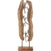 Sale Kobolo Dekofigur Holzdeko Holzfigur CLIMB Holz Braun und Metall Silber