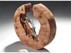 Online Kobolo Dekofigur Holzdeko Holzfigur STRENGTH Holz Braun Metall Silber