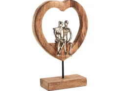 Kobolo Dekofigur Holzdeko Holzfigur SOUL Holz Braun und Metall Silber