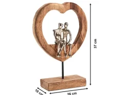 Kobolo Dekofigur Holzdeko Holzfigur SOUL Holz Braun und Metall Silber