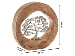 Kobolo Dekofigur Holzdeko Holzfigur VITALITY Holz Metall Silber