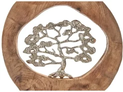 Kobolo Dekofigur Holzdeko Holzfigur VITALITY Holz Metall Silber