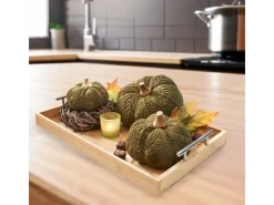 Sale Kobolo Dekokürbis Kürbis aus Textil Set aus 3 Größen Dunkelgrün