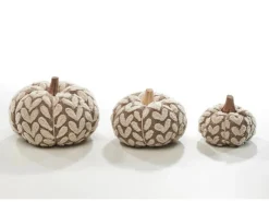 Kobolo Dekokürbis Kürbis aus Textil Set aus 3 Größen Beige