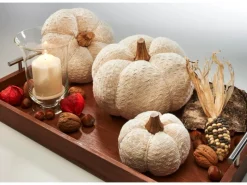 Online Kobolo Dekokürbis Kürbis aus Textil Set aus 3 Größen Weiß