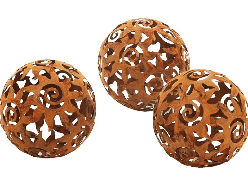 Kobolo Gartenkugel KALURA Rostoptik 3er Set Durchmesser 12 cm