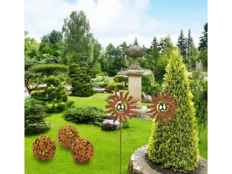 Kobolo Gartenkugel KALURA Rostoptik 3er Set Durchmesser 12 cm