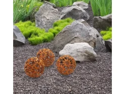 Discount Kobolo Gartenkugel KASUMA Rostoptik 3er Set Durchmesser 15 cm