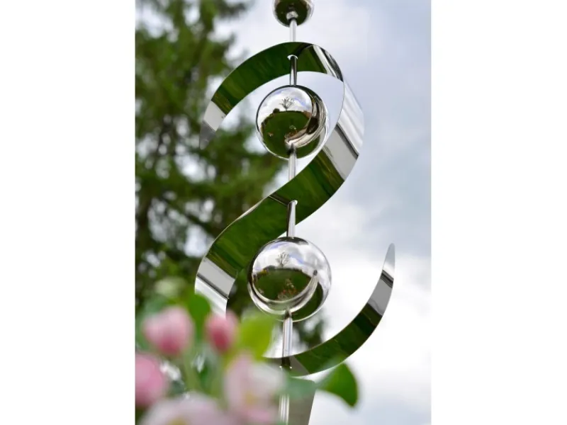 Clearance Kobolo Gartenstecker Dekostecker WAVE aus Edelstahl Silber H140 cm