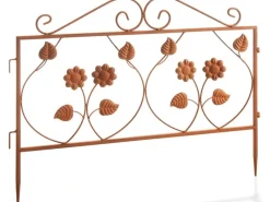 Outlet Kobolo Gartenstecker LEAVES 2 Stück Zaun Zaunfeld Rostoptik