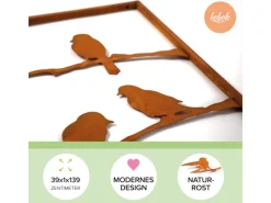 Kobolo Gartenstecker VÖGEL Rankhilfe Metall Naturrost 39x1x139 cm