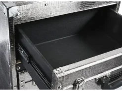 Kobolo Kommode Regal Nachttisch in Kofferoptik Silberfarben 2 Fächer Kunstleder und Holz