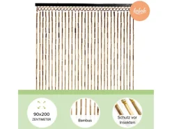 Kobolo Türvorhang Bambusvorhang Insektenschutz BAMBOO 31 Stränge 90x200 cm