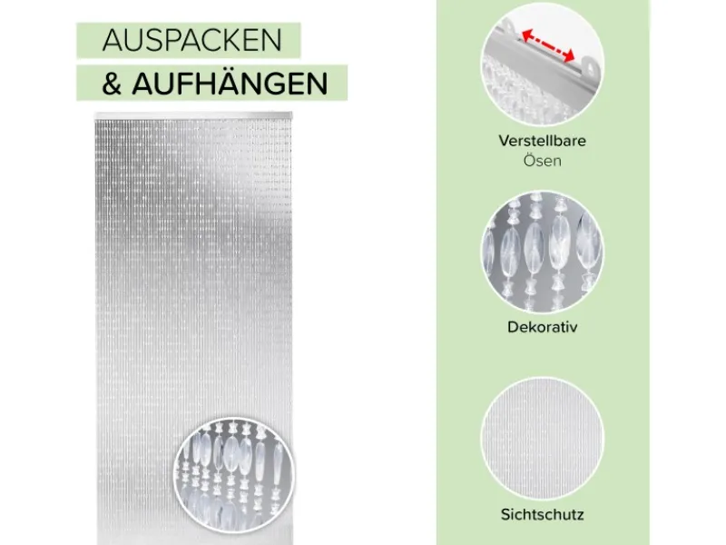 Kobolo Türvorhang DIAMONDS Kunststoff Klar 72 Stränge 90x200 cm