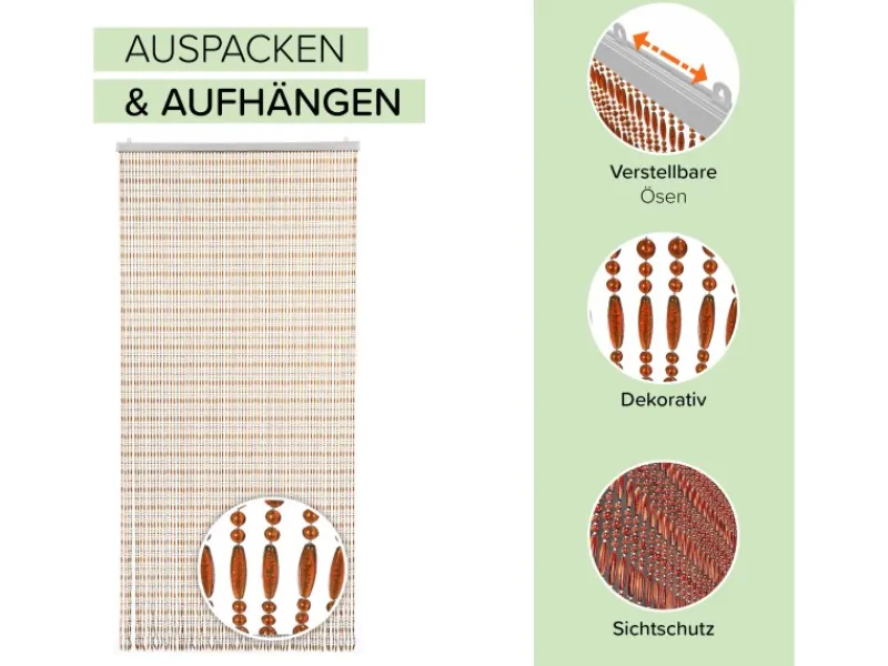 Kobolo Türvorhang Insektenschutz Perlenvorhang AMBER 72 Stränge 90x200 cm