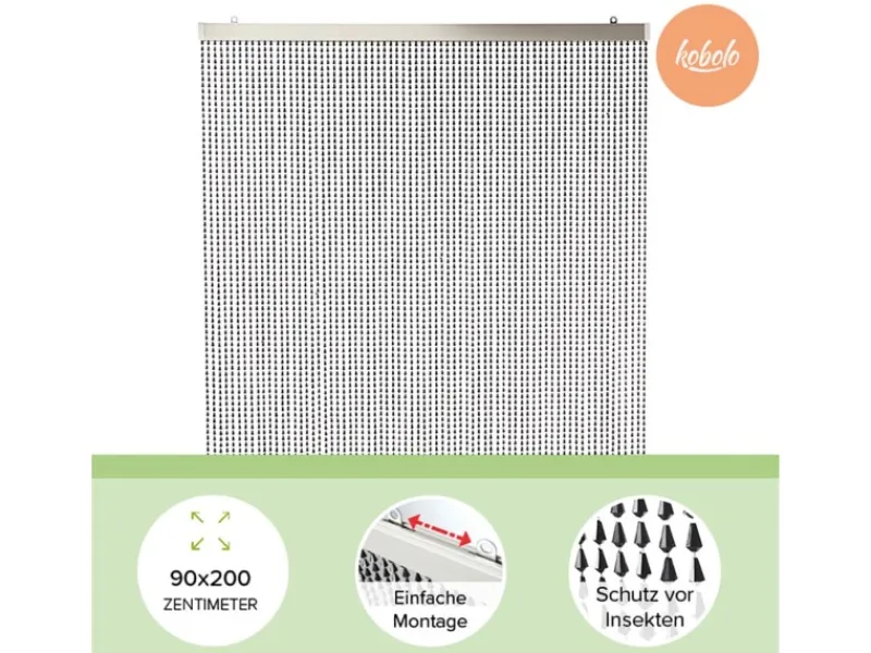Kobolo Türvorhang Perlenvorhang Dekorationsvorhang NERO 72 Stränge 90x200cm