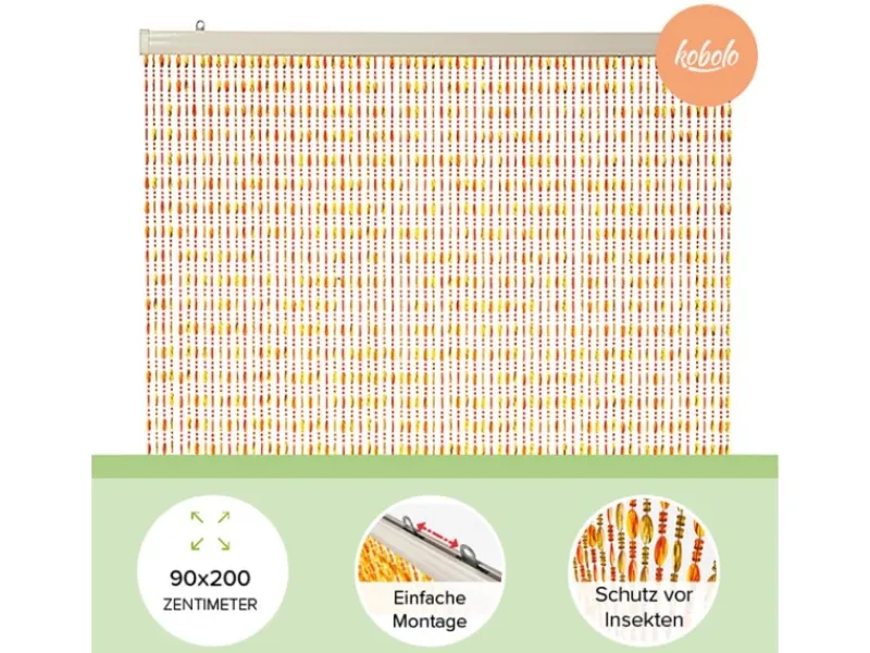 Kobolo Türvorhang Perlenvorhang Dekovorhang ORANGE 72 Stränge 90x200 cm