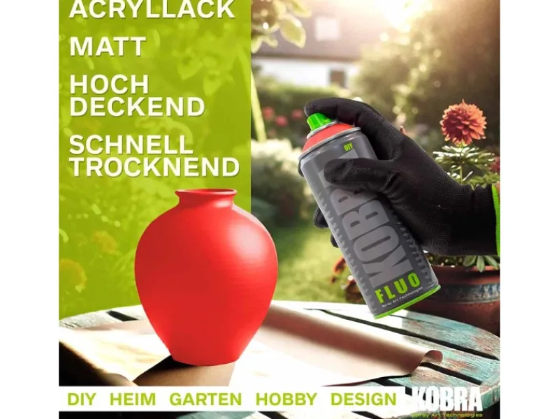 Discount Kobra DIY Fluo Buntlack Spray 400ml Flour Neon Matt Rot