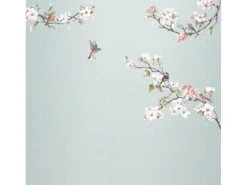 Outlet Komar Fototapete Blumen und Vögel Blau und Rosa 250 x 250 cm 611191