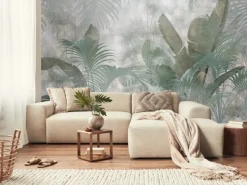 Komar Fototapete Tropische Dschungelblätter Graugrün 368 x 248 cm 611151