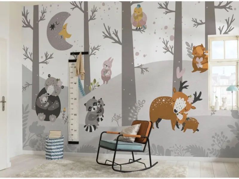 Online Komar Fototapete Waldtiere Grau 4 x 2,50 m 612803