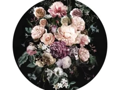 New Komar Selbstklebende Runde Tapete Enchanted Flowers Rosa und Schwarz Ø 125 cm 611155