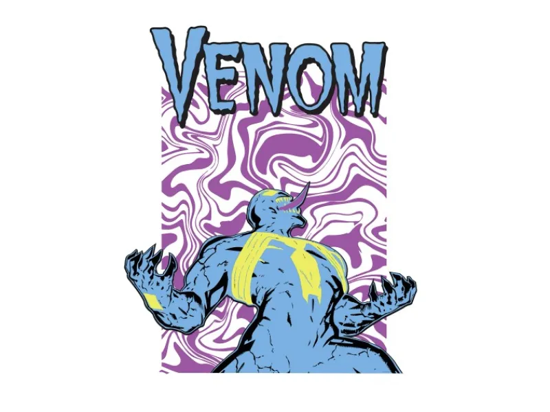 Hot Komar Wandbild Marvel Venom Colourful Scream 50 cm x 70 cm Blau