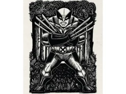 Komar Wandbild Marvel Wolverine Lino-Cut 40 cm x 50 cm Schwarz-Weiß