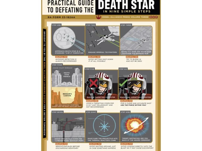 Komar Wandbild Star Wars Death Star Defeating Guide 30 cm x 40 cm Grau