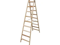 Hot Krause Stabilo Sprossen-Doppel-Leiter Holz 2 x 9 Sprossen