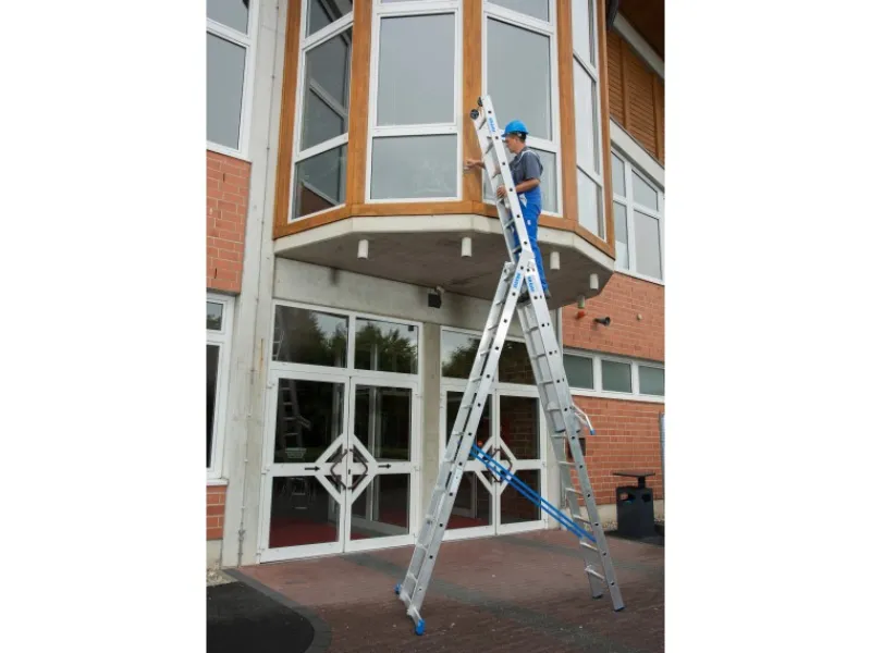 Hot Krause Stabilo Sprossen-Vielzweck-Leiter 3 x 12 Sprossen mit Wandlaufrollen